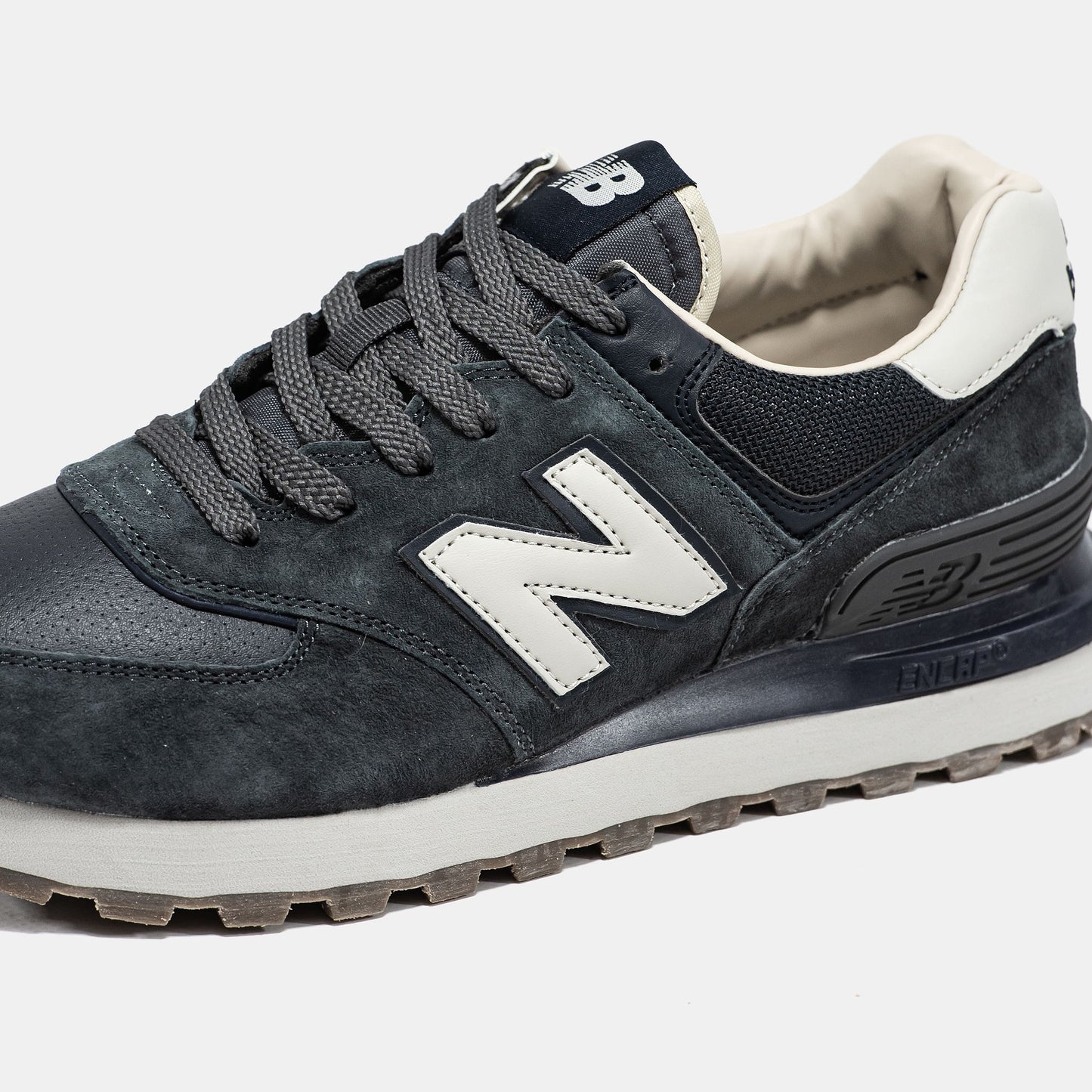 New Balance 574 Grey White Logo