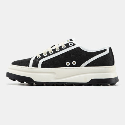 Gucci GG Platform Canvas Sneakers Black White