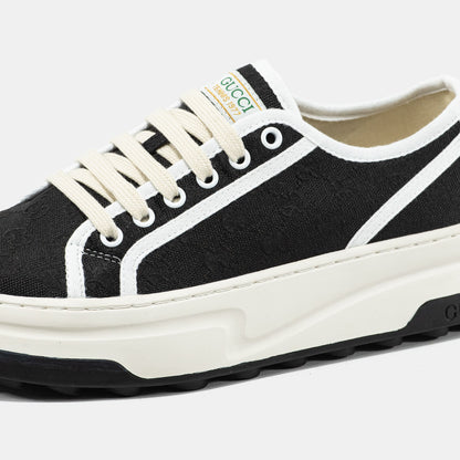 Gucci GG Platform Canvas Sneakers Black White
