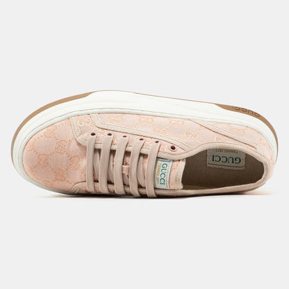 Gucci GG Platform Canvas Sneakers Pink White