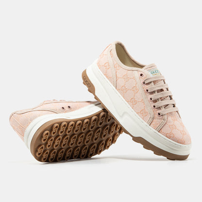Gucci GG Platform Canvas Sneakers Pink White