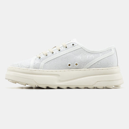 Gucci GG Platform Canvas Sneakers White
