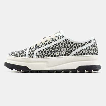 Gucci GG Platform Canvas Sneakers Cream Black
