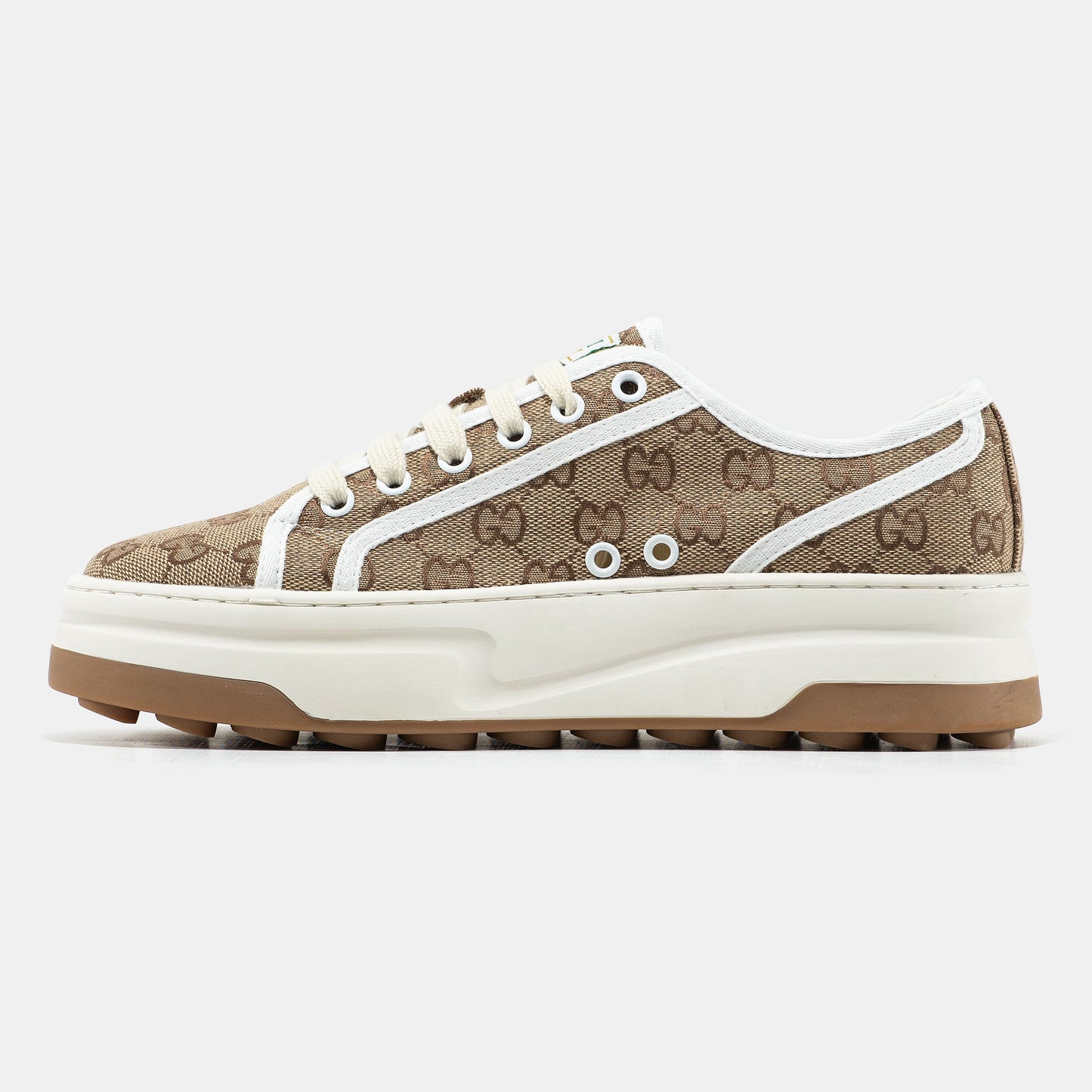 Gucci GG Platform Canvas Sneakers Beige