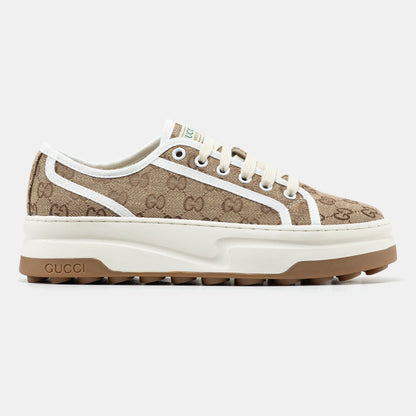 Gucci GG Platform Canvas Sneakers Beige