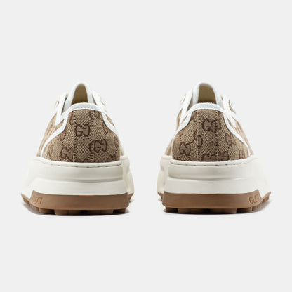 Gucci GG Platform Canvas Sneakers Beige