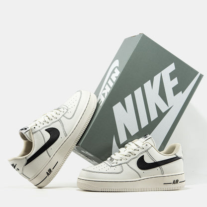 Nike Air Force 1 Beige Black Logo