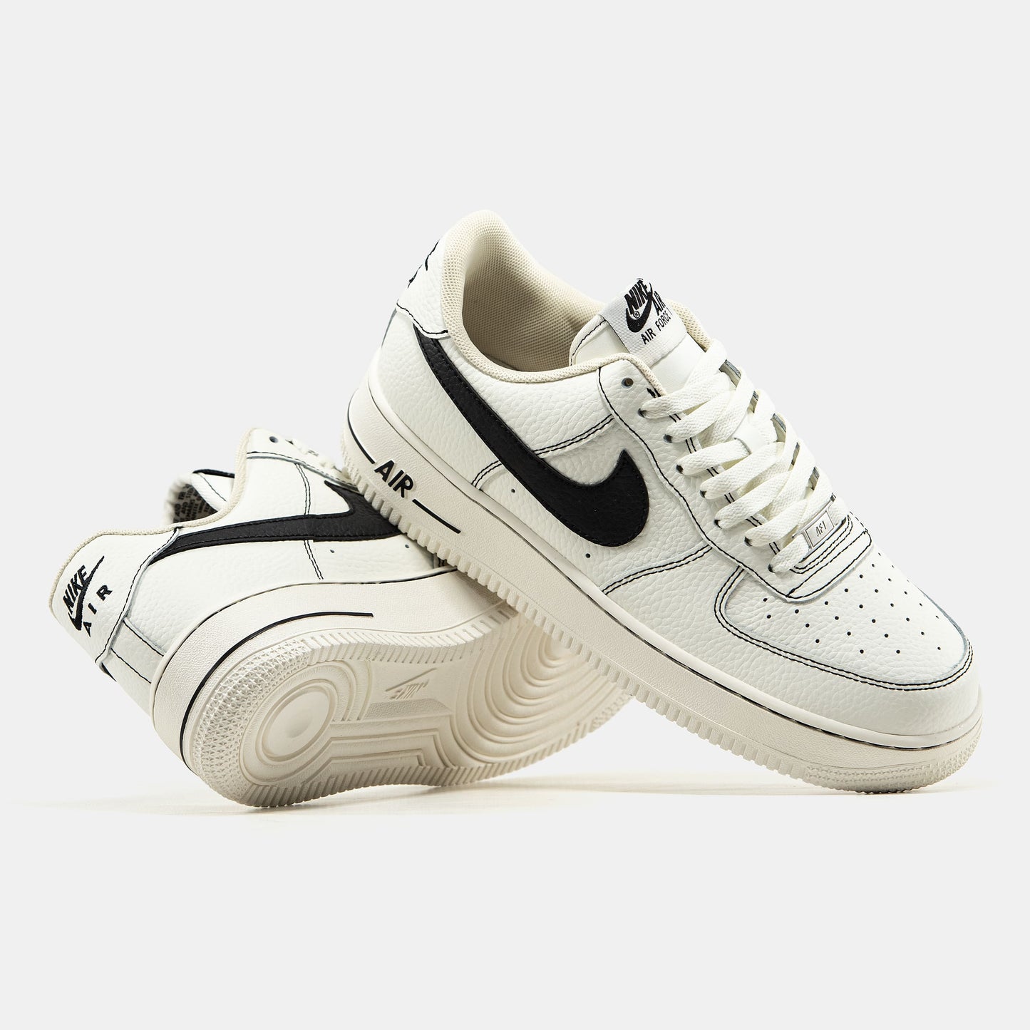 Nike Air Force 1 Beige Black Logo
