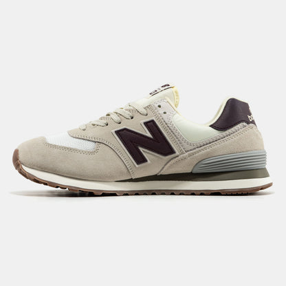 New Balance 574 Beige Brown Logo