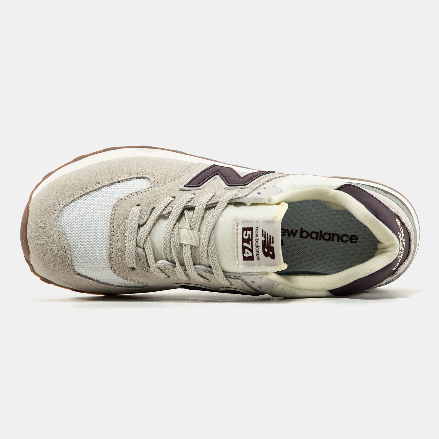 New Balance 574 Beige Brown Logo