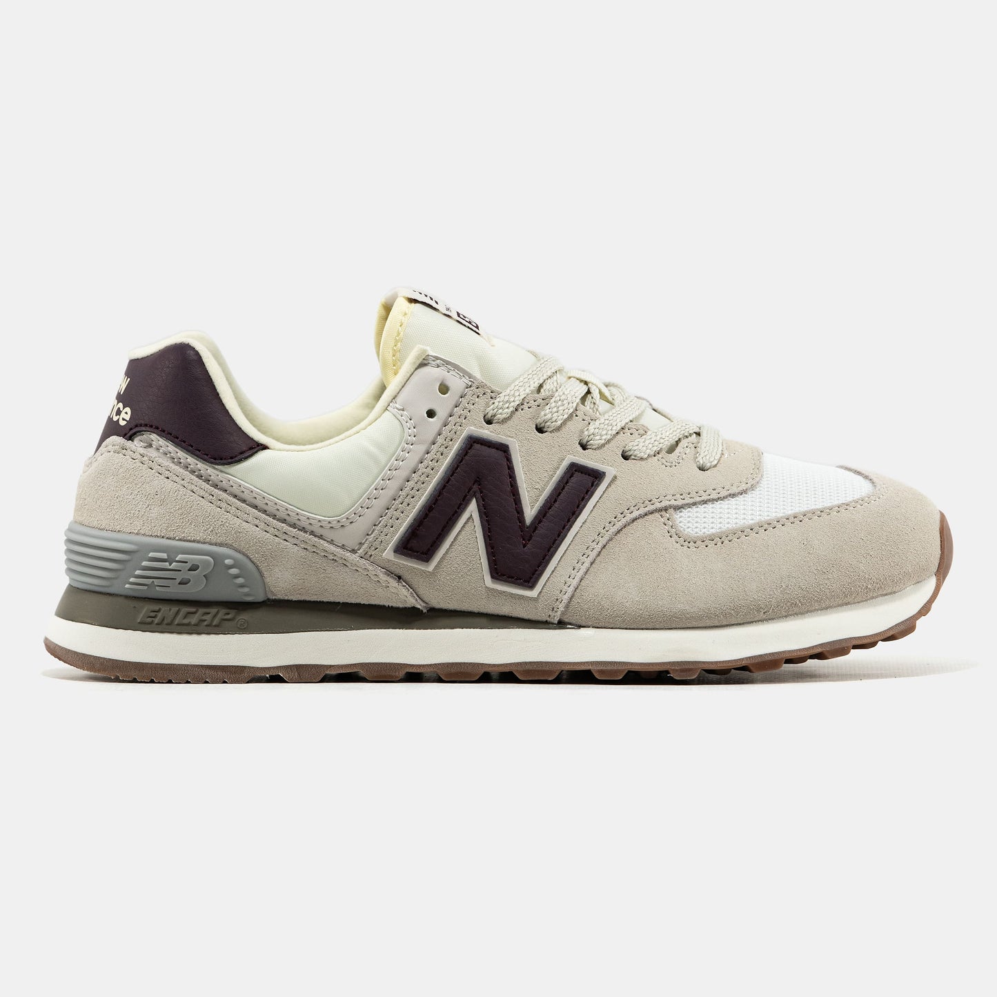 New Balance 574 Beige Brown Logo