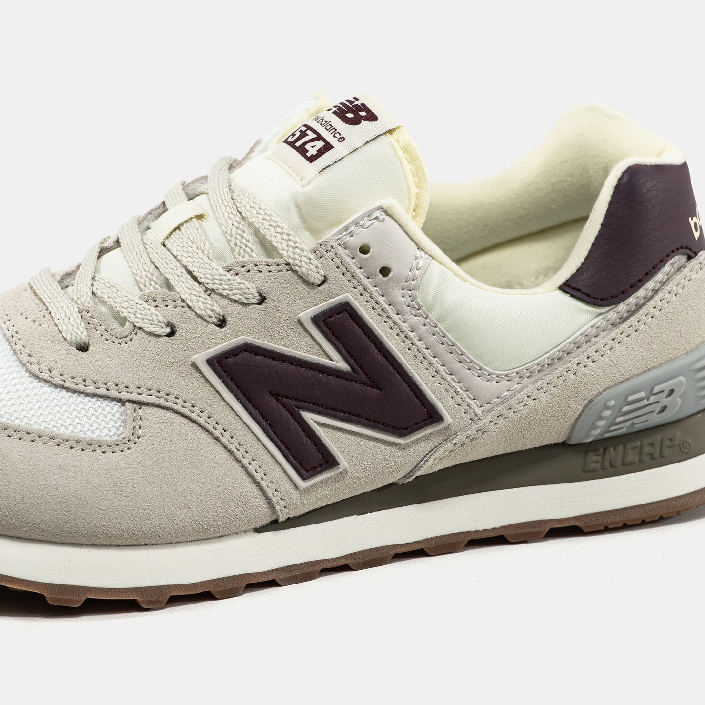 New Balance 574 Beige Brown Logo