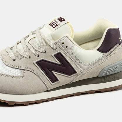 New Balance 574 Beige Brown Logo