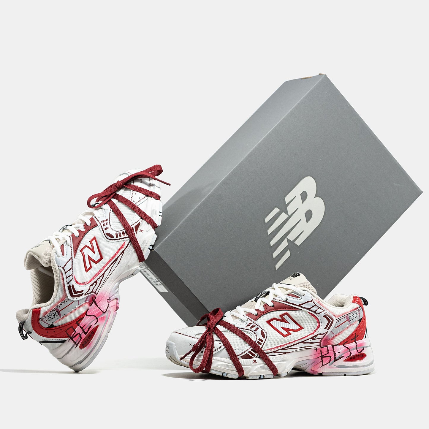 New Balance 530 Custom White Red