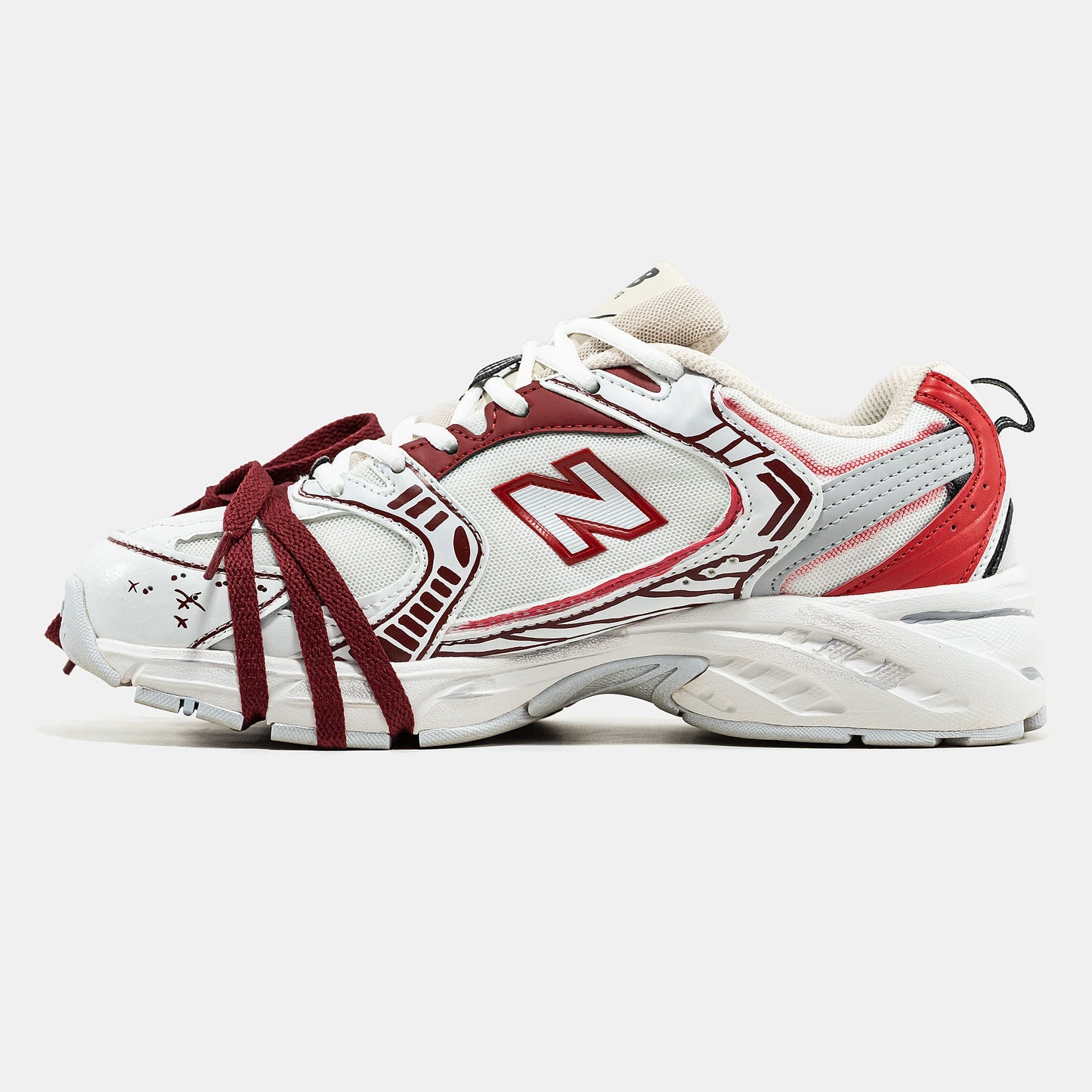 New Balance 530 Custom White Red