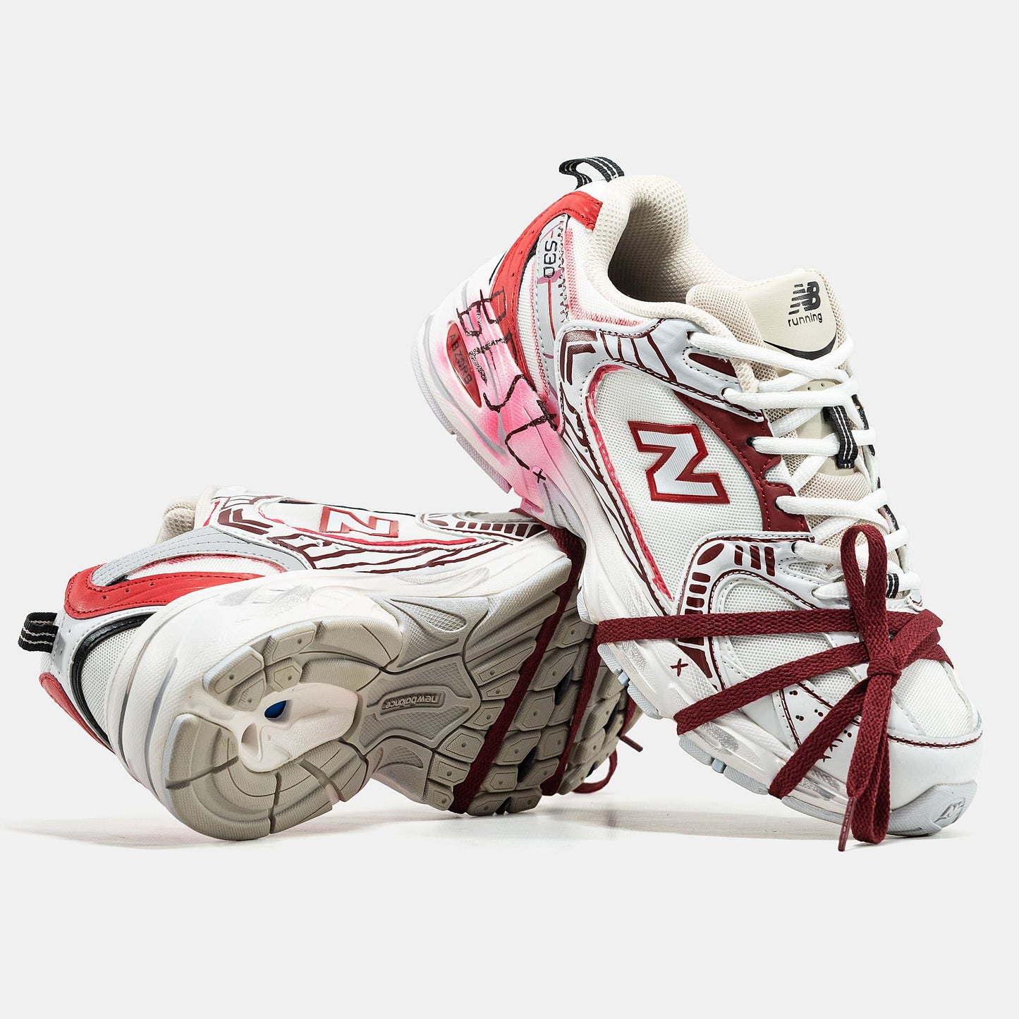 New Balance 530 Custom White Red