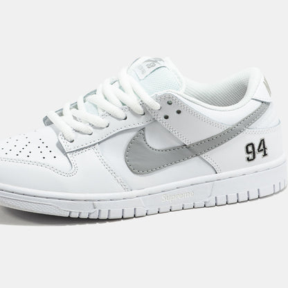 Nike SB Dunk Low x Supreme White Grey Logo