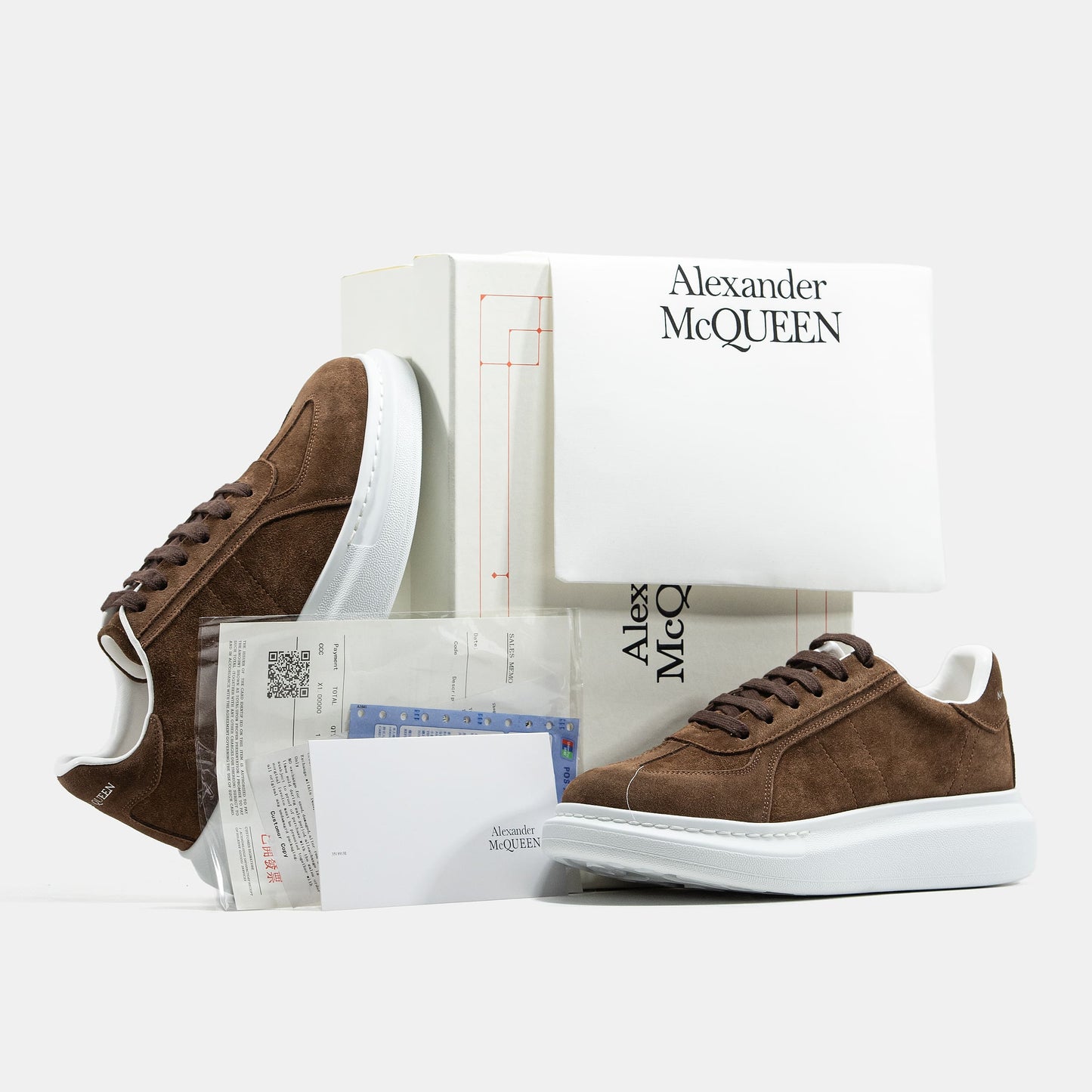 Alexander McQueen Brown White Suede