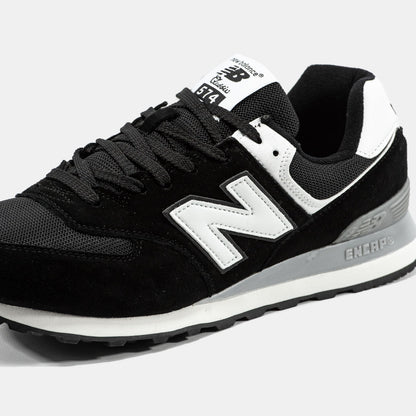 New Balance 574 Black White Logo