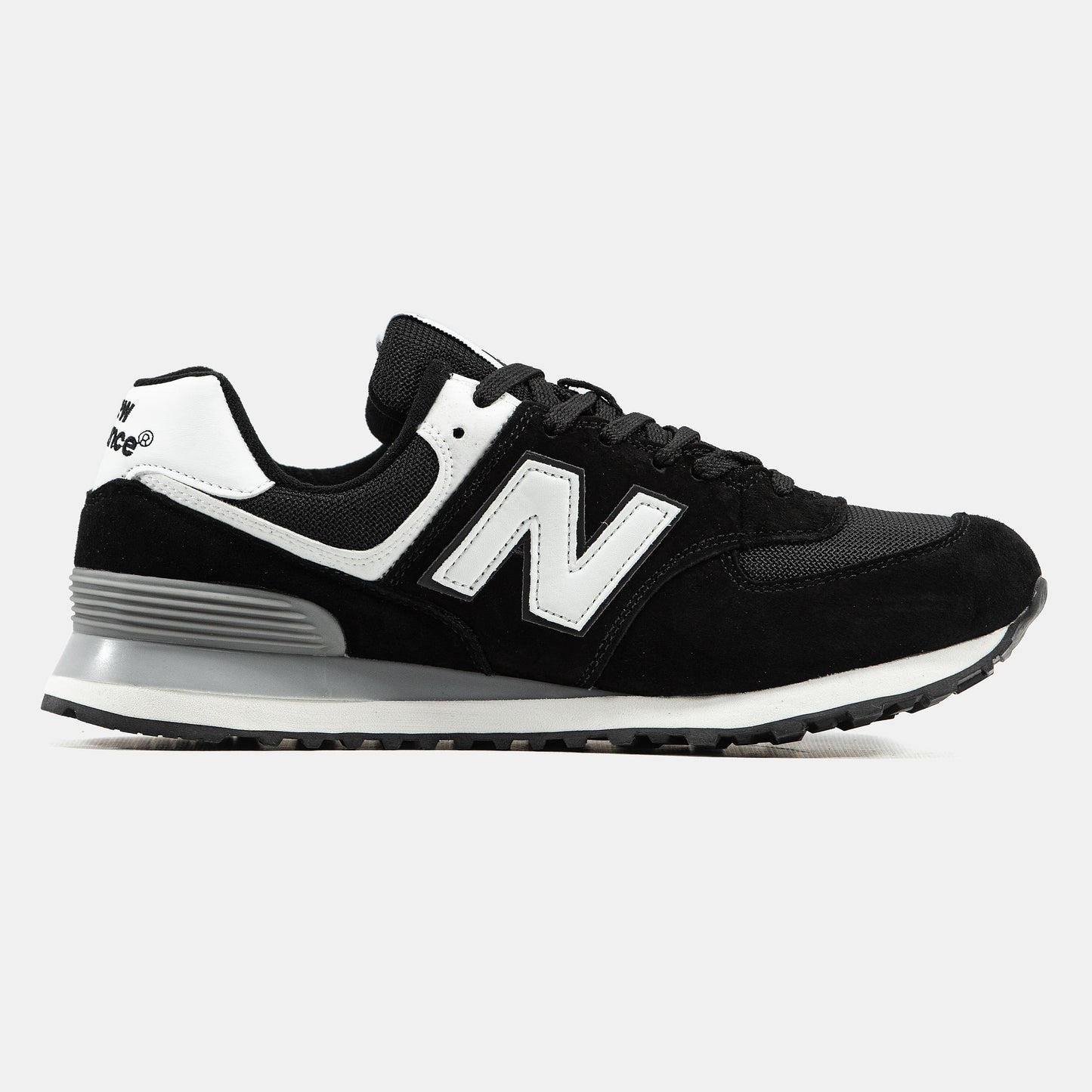 New Balance 574 Black White Logo