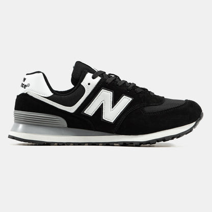 New Balance 574 Black White Logo
