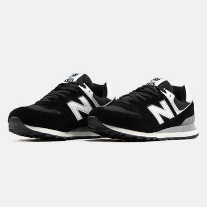 New Balance 574 Black White Logo