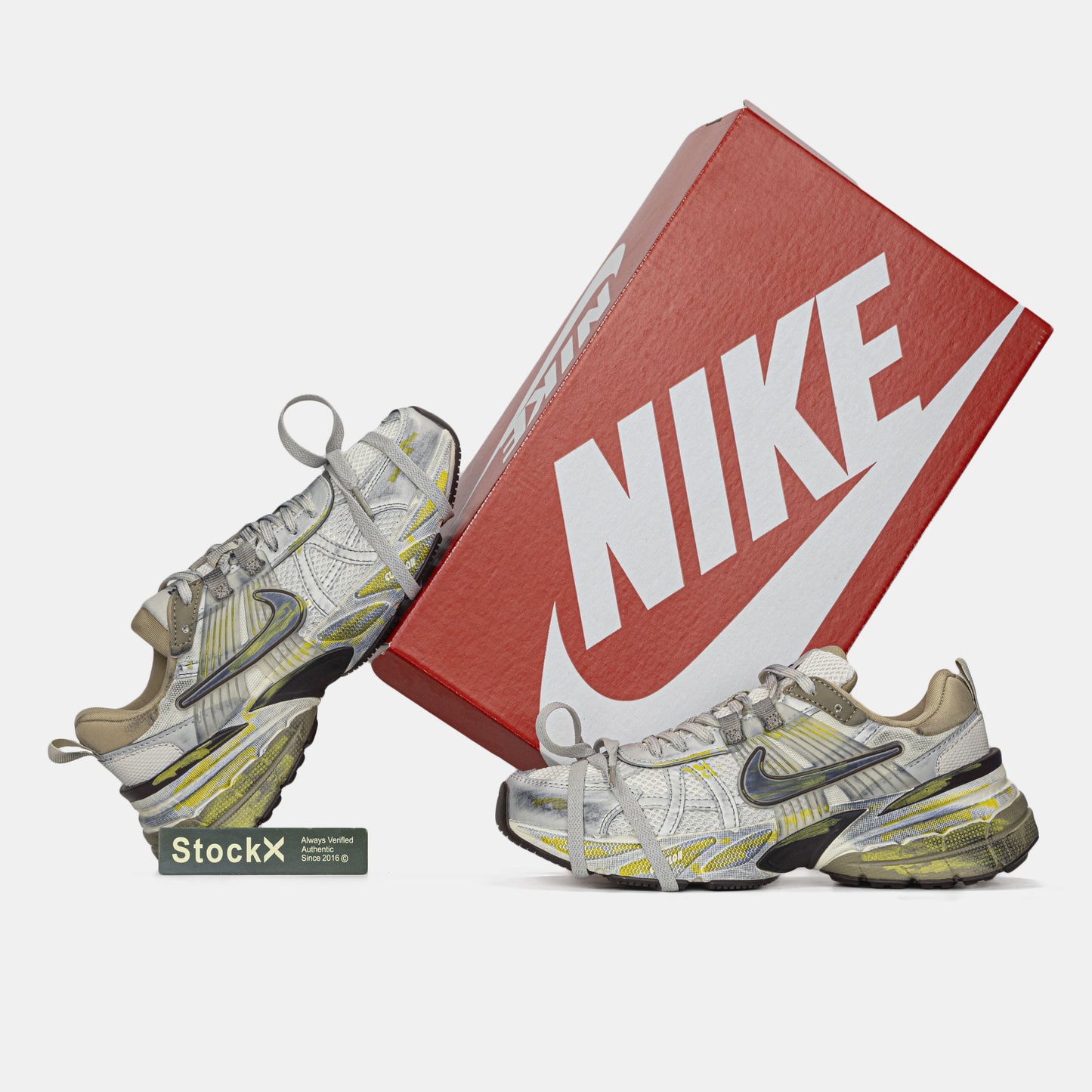 Nike Runntek V2K Silver Beige Yellow Custom