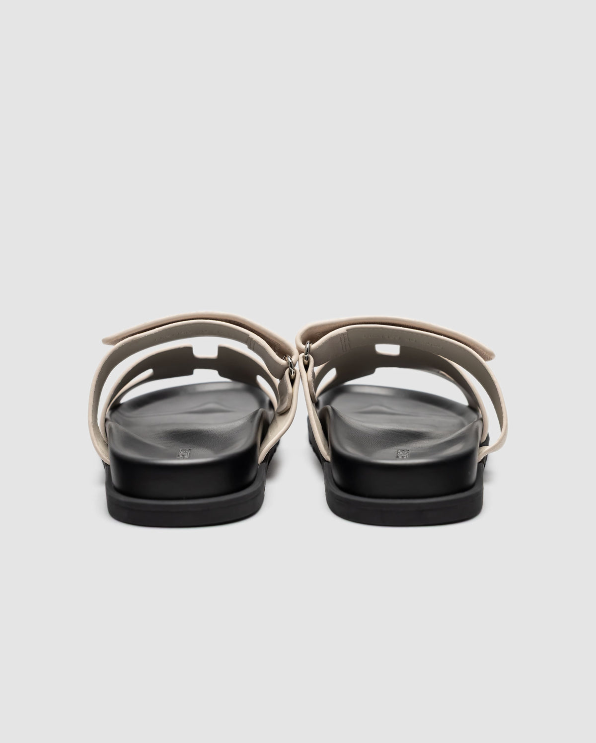Hermes Chypre Sandals Suede Light Beige Black