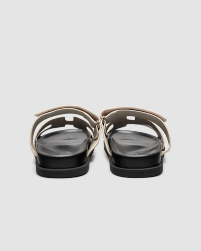Hermes Chypre Sandals Suede Light Beige Black