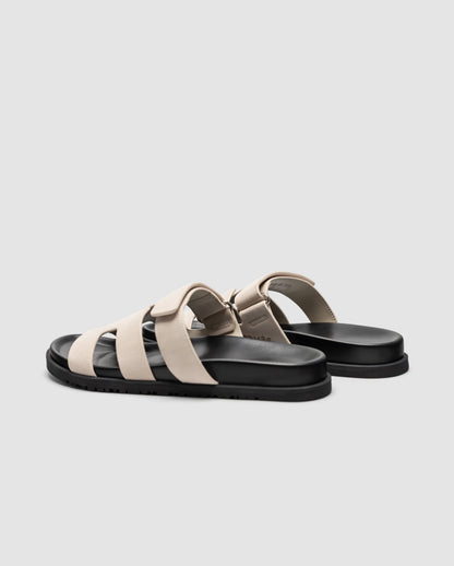 Hermes Chypre Sandals Suede Light Beige Black