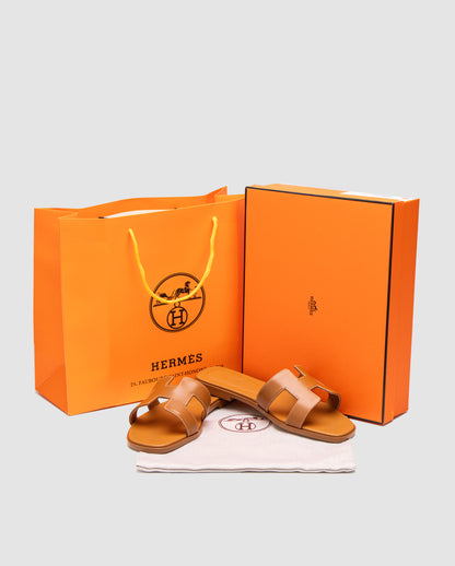 Hermes Oran Sandals Gold Calfskin