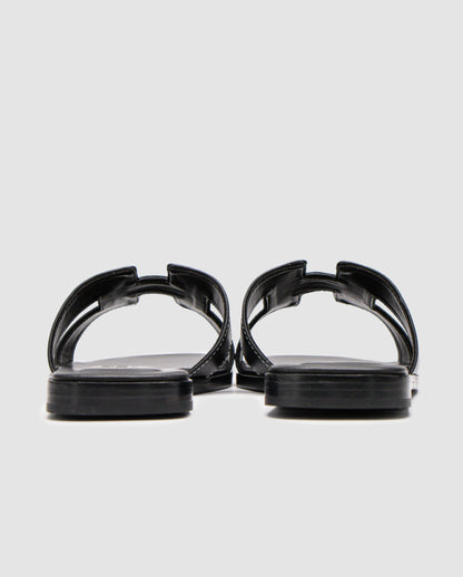 Hermes Oran Sandals Black Calfskin