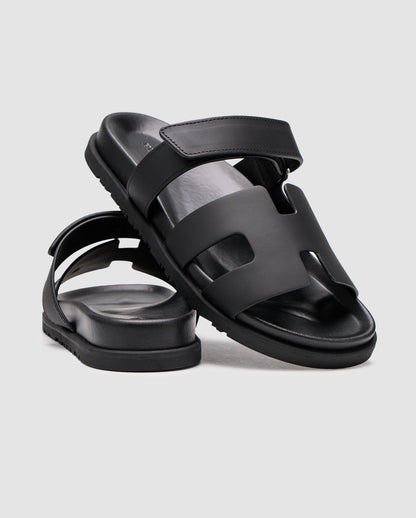 Hermes Chypre Sandals Black Calfskin