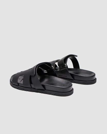 Hermes Chypre Sandals Black Calfskin