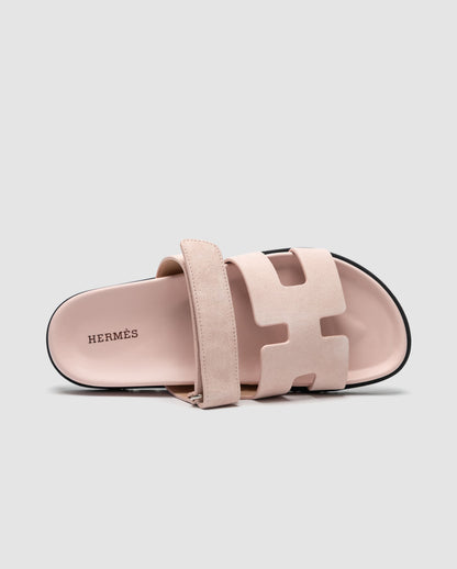 Hermes Chypre Sandals Pink Suede