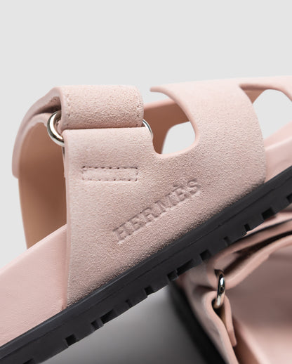 Hermes Chypre Sandals Pink Suede