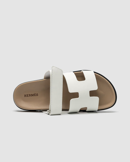Hermes Chypre Sandals White Calfskin