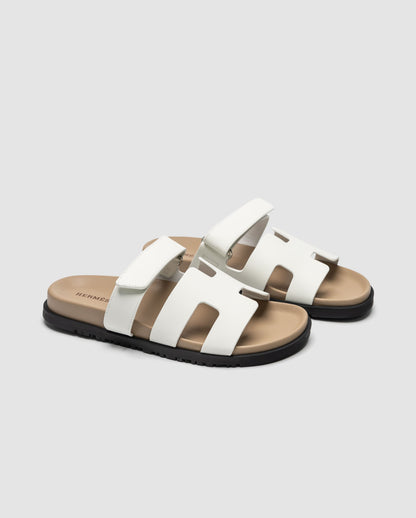Hermes Chypre Sandals White Calfskin