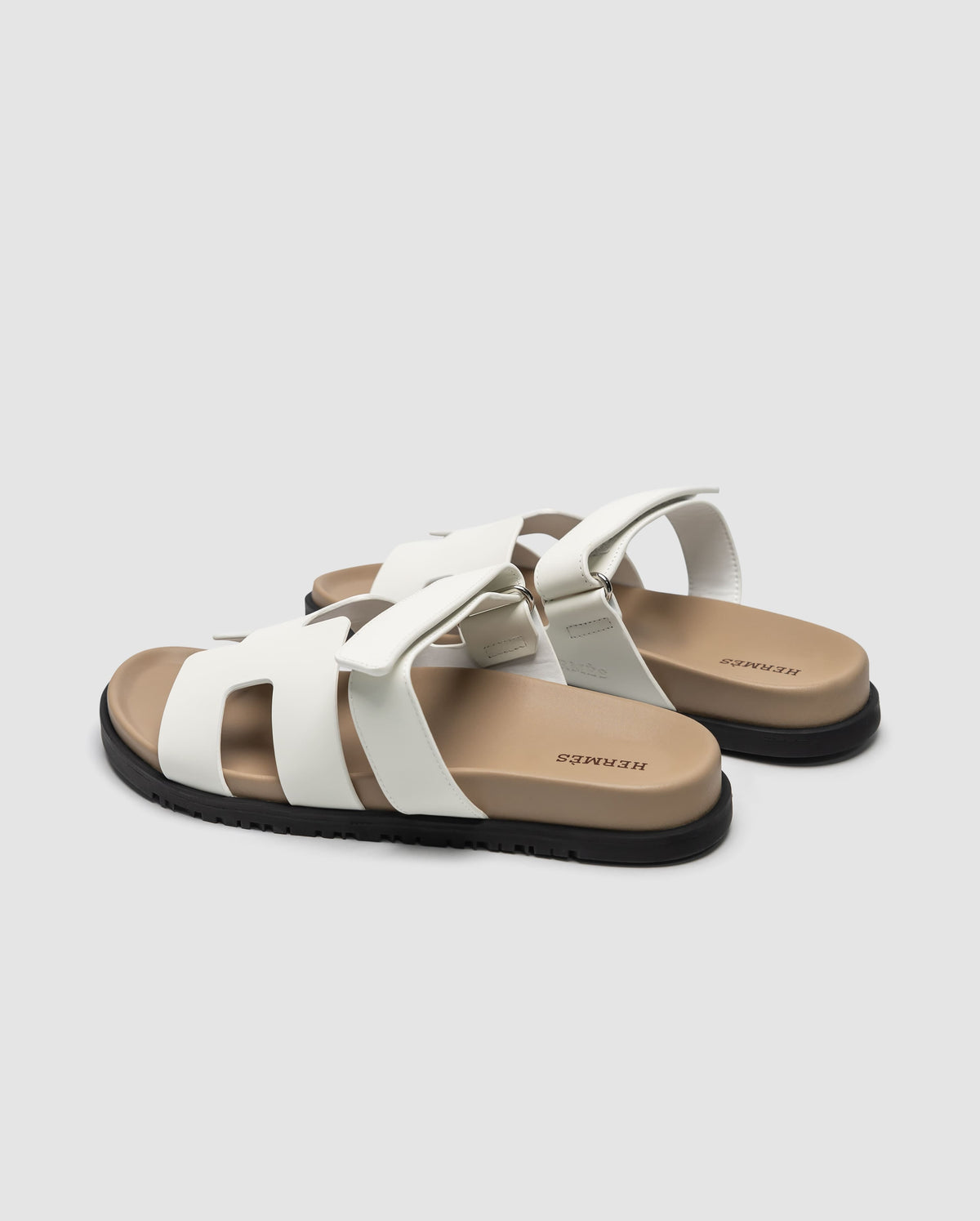 Hermes Chypre Sandals White Calfskin
