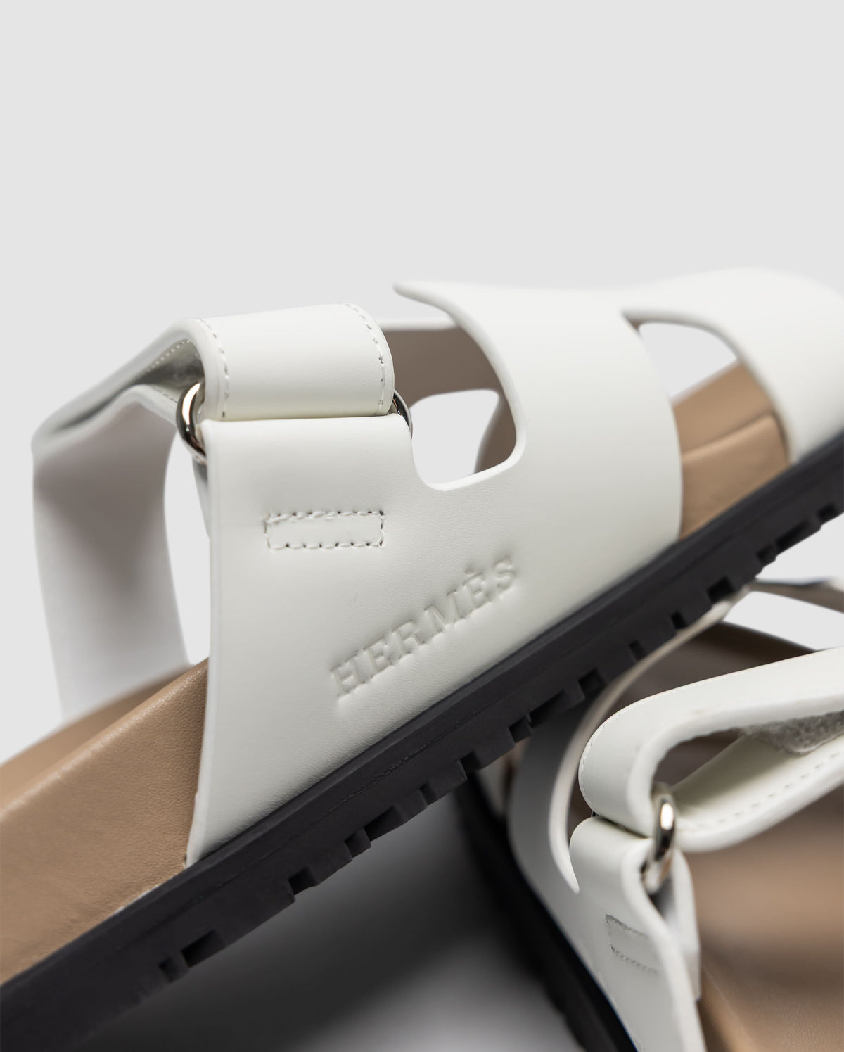 Hermes Chypre Sandals White Calfskin