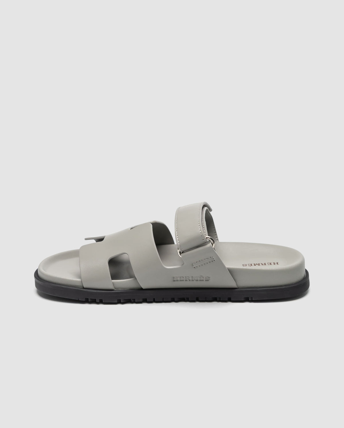 Hermes Chypre Sandals Grey Calfskin