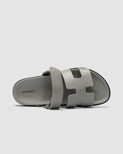 Hermes Chypre Sandals Grey Calfskin