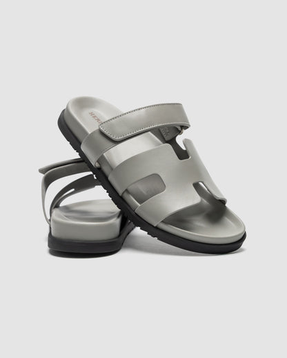 Hermes Chypre Sandals Grey Calfskin