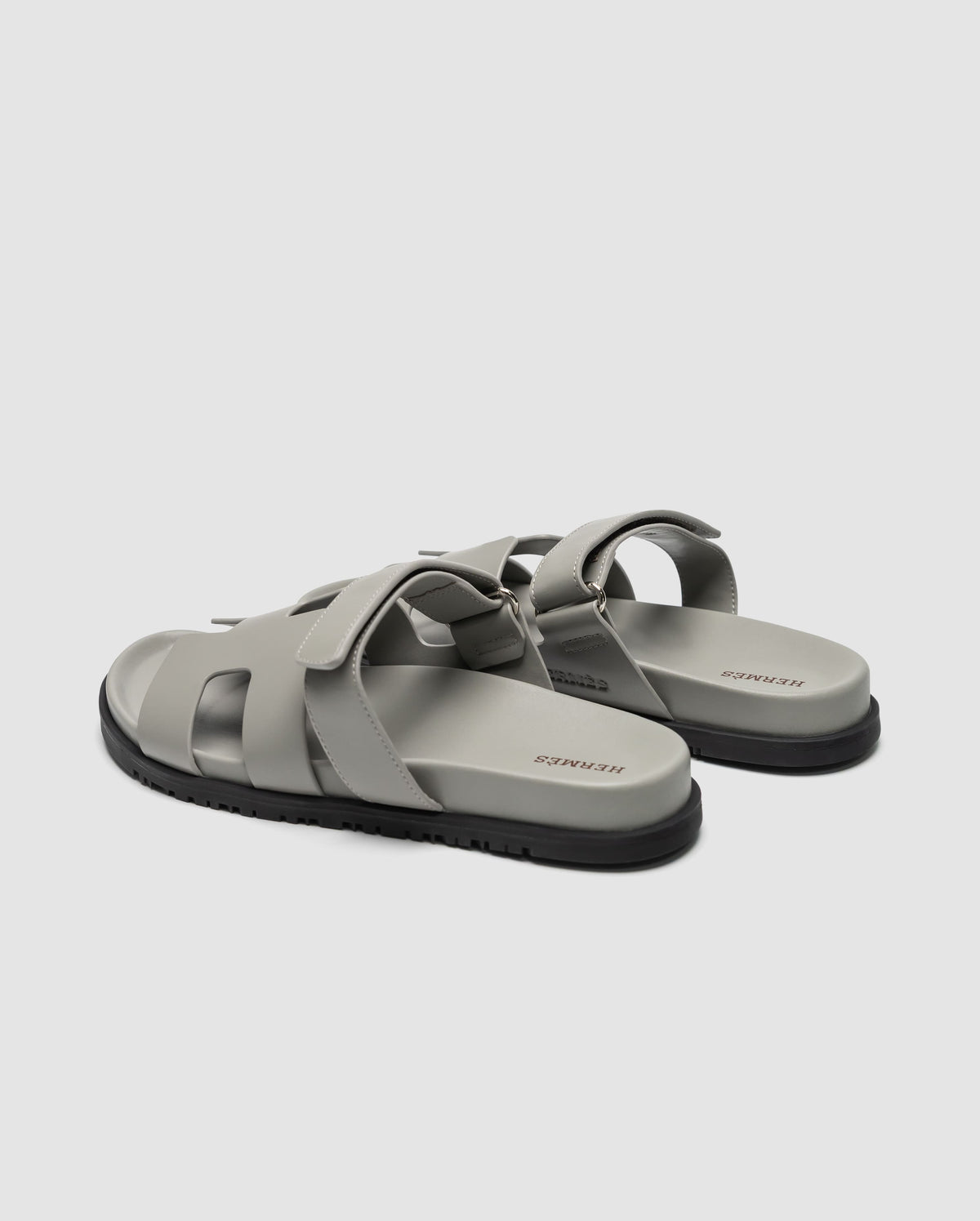 Hermes Chypre Sandals Grey Calfskin