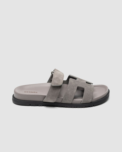 Hermes Chypre Sandals Grey Suede