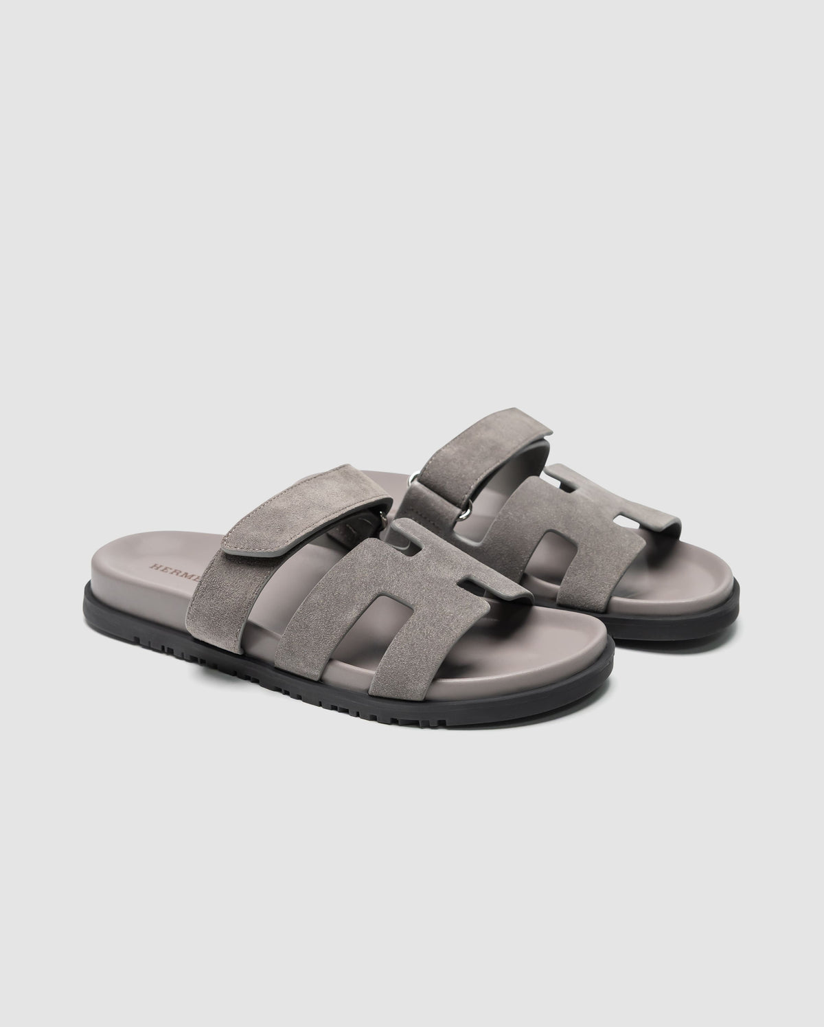 Hermes Chypre Sandals Grey Suede