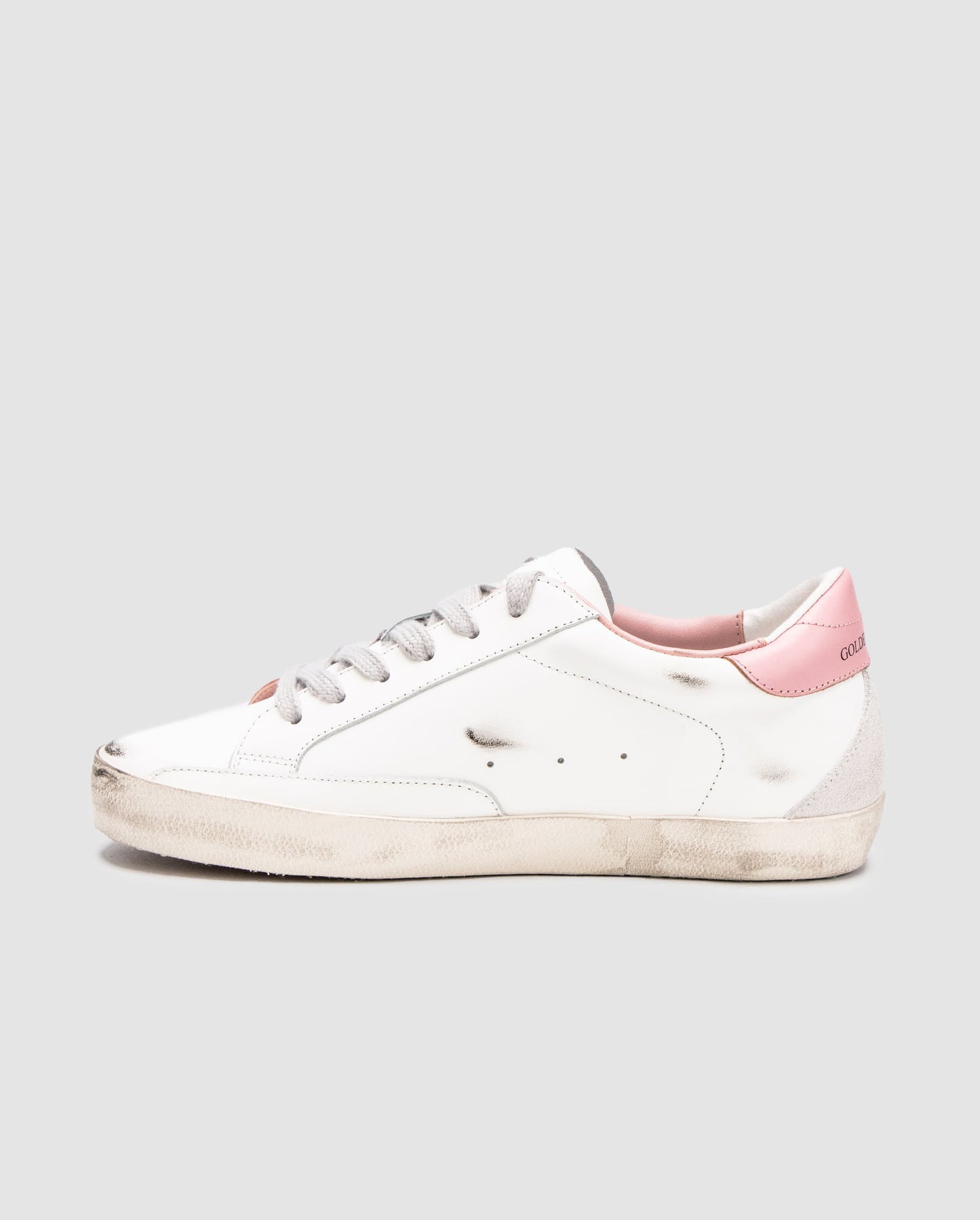 Golden Goose Superstar with Gray Suede Star and Pink Leather Heel Tab