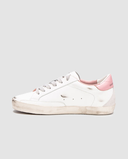 Golden Goose Superstar with Gray Suede Star and Pink Leather Heel Tab
