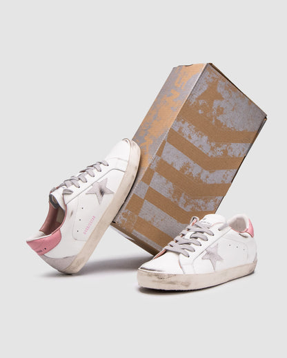 Golden Goose Superstar with Gray Suede Star and Pink Leather Heel Tab