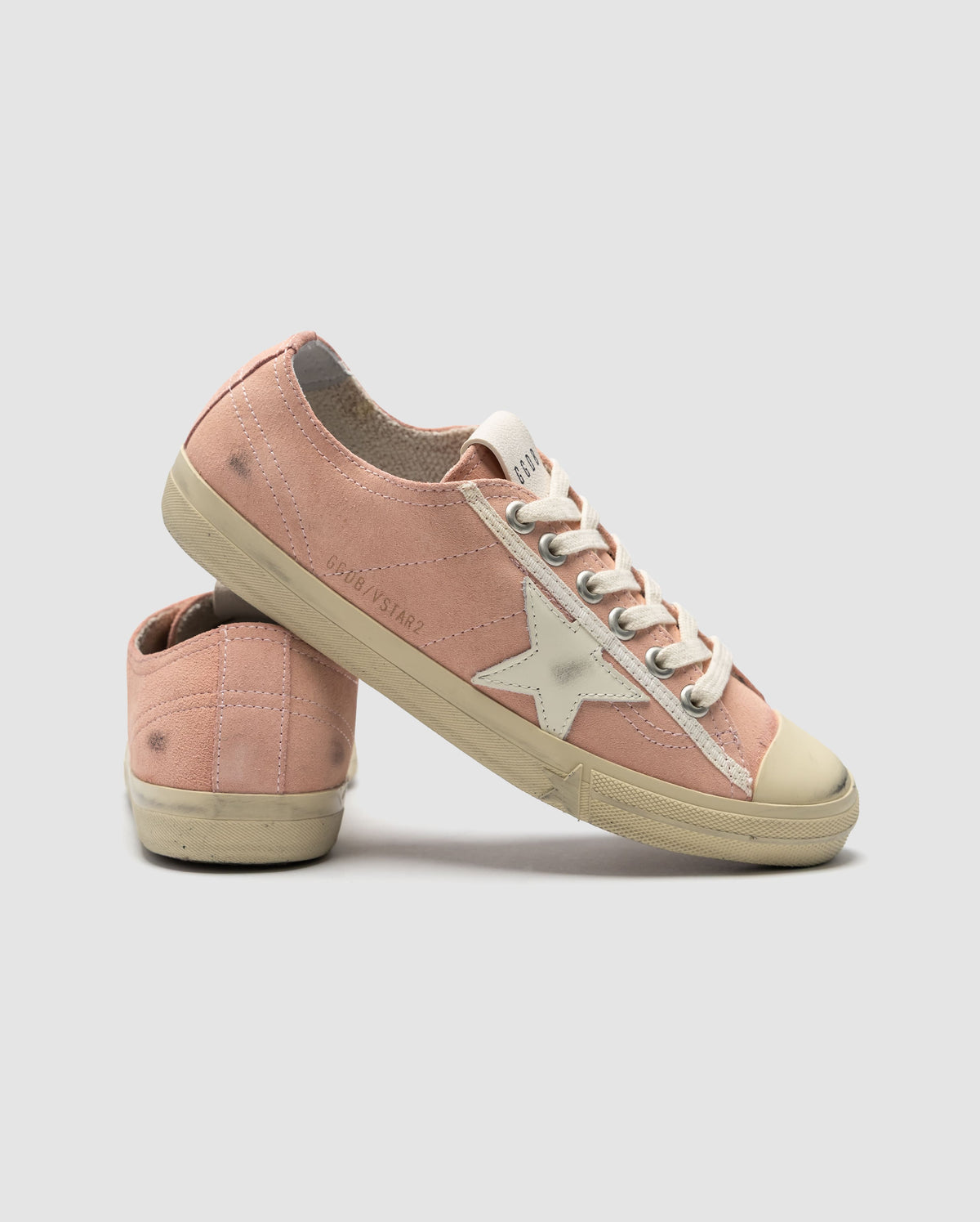Golden Goose V-Star in Pink Suede with Cream leather star
